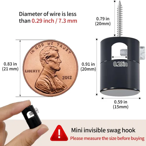 Miniatura 3 de Paquete de 3 Ganchos de Techo Mejorados, Ganchos de Techo Ajustables de Aluminio para Colgar Luces, Gancho Colgante Negro de Servicio Pesado, Gancho