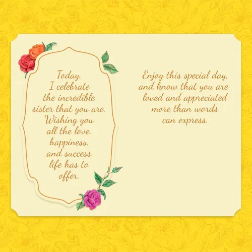 Miniatura 7 de Prime Greetings Tarjeta de cumpleaños para hermana, hecha en Estados Unidos, ecológica, tarjeta gruesa con sobre de primera calidad de 5 x 7.75