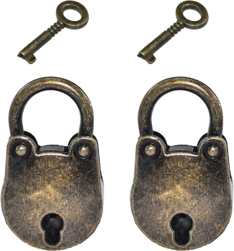 Miniatura 7 de Aifeier ET 2 piezas Mini candado de bronce antiguo en forma de oso con llave para cofre del tesoro, cuaderno de madera, caja de gabinete de maleta