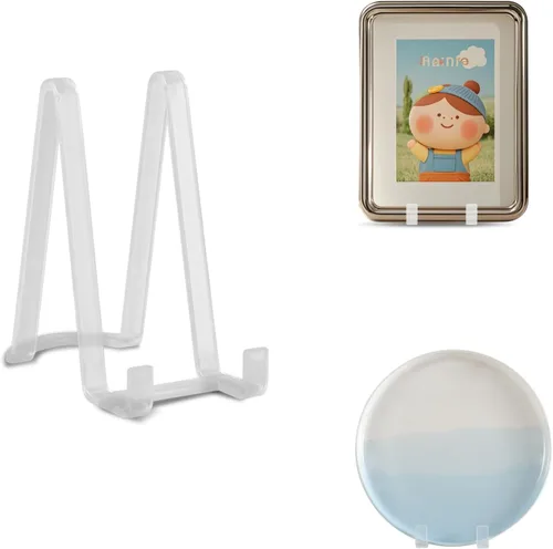 Miniatura 10 de Artliving Soportes de placa para exhibición, soporte de plástico para caballete de plástico, soporte de marco de fotos para fotos, placa decorativa