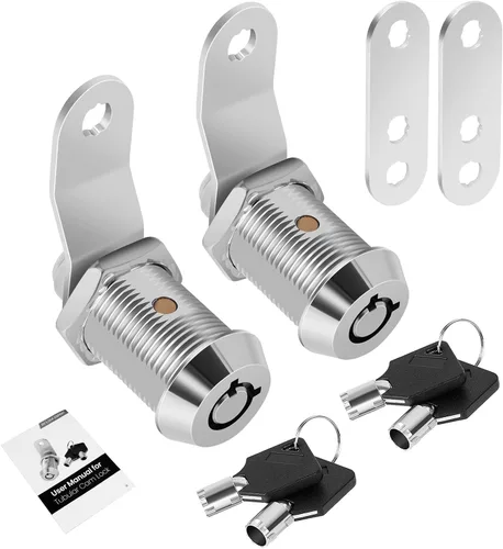 Miniatura 29 de Paquete de 2 cerraduras de caja de herramientas con llaves, cerradura de leva para gabinete de 5/8 pulgadas con llave maestra, cerradura de repuesto
