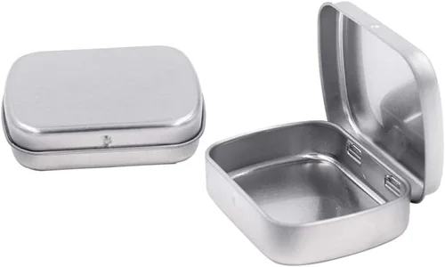 Miniatura 3 de Gere Paquete de 9 cajas de lata rectangulares de metal con bisagras con tapa, 2.4 x 1.8 x 0.6 pulgadas, contenedores portátiles para kit