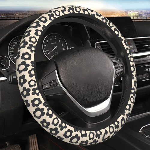 Funda universal para volante con diseño de flores, estilo vintage, de 15 pulgadas, accesorios de automóvil, protector para mujeres y hombres