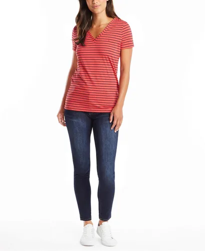 Miniatura 2 de Nautica Camiseta de algodón elástico súper suave con cuello en V para mujer