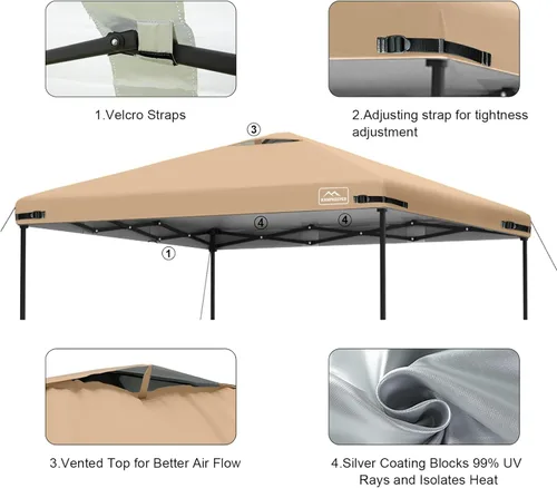 Miniatura 12 de KAMPKEEPER Cubierta de Repuesto Superior para Carpa Toldo Emergente con Ventilación de Aire y Correa Elástica Ajustable, Poliéster Resistente a Azul