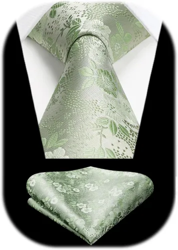 Miniatura 136 de Corbatas florales tejidas clásicas para hombre, corbata cuadrada de bolsillo, corbatas formales para hombres, boda con pañuelo