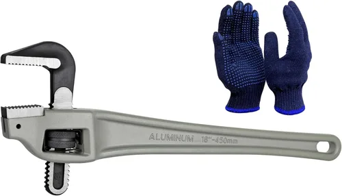 Miniatura 12 de Llave de tubo de aluminio de 48 pulgadas, capacidad de mordaza ajustable de 8"/200mm, llave de fontanería de mango recto resistente, herramienta