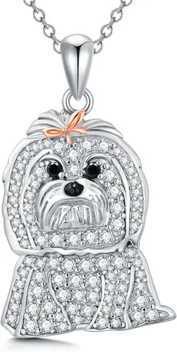 Miniatura 79 de Collares con colgante de perro de plata de ley S925 – 24 razas corgi/husky/labrador/pastor para mujer