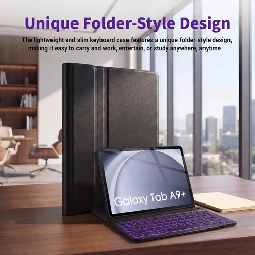 Miniatura 7 de Funda con teclado retroiluminado para Samsung Galaxy Tab A9 Plus de 11 pulgadas 2023 (SM-X210/X216/X218) con protector de pantalla, teclado