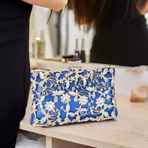 Miniatura 5 de CORIOS Bolso de noche con diamantes de imitación para mujer, bolso de mano de cristal brillante con purpurina y lentejuelas