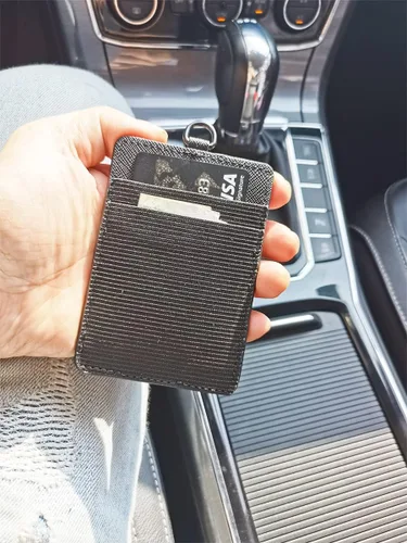 Miniatura 4 de Cartera elástica para tarjetas, cartera delgada vertical para tarjetas de crédito, cartera minimalista con bolsillo frontal para mujeres y hombres