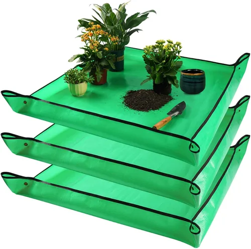 Miniatura 19 de Alfombrilla grande de 39.5" X 31.5" para trasplantar plantas de interior y control de tierra, bandeja portátil para macetas, regalos de plantas