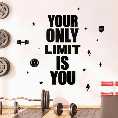 Miniatura 8 de Calcomanía acrílica para gimnasio, citas inspiradoras, azulejos de espejo para decoración de gimnasio en casa, arte motivacional "Your Only Limit is