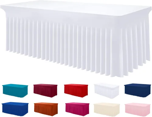 Miniatura 62 de Smiry Mantel de Spandex, Mantel Elástico Ajustable Extensible para Mesas Rectangulares de 6 Pies, Falda Cubierta de Mesa Impermeable y Lavable