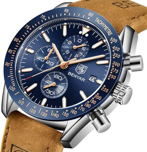 Miniatura 7 de BY BENYAR Reloj de pulsera para hombre Tienda analógico relojes para hombre negocios trabajo impermeable cronógrafo para hombre moda minimalista