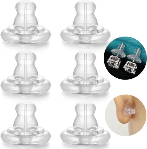 Miniatura 11 de Catinee 3 pares de respaldos de aretes de plata de ley, ajuste hipoalergénico con cierre de 0,028-0,039 pulgadas (blanco+oro)