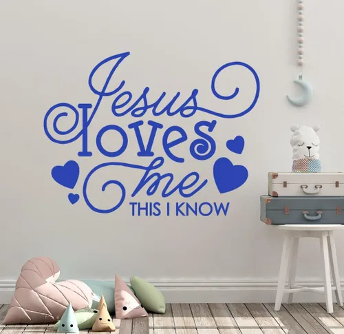 Miniatura 11 de 30 x 24 pulgadas Jesús me ama esto sé corazón lindo para la Biblia Tells Me So Song Niños calcomanía de pared mural arte decoración del hogar