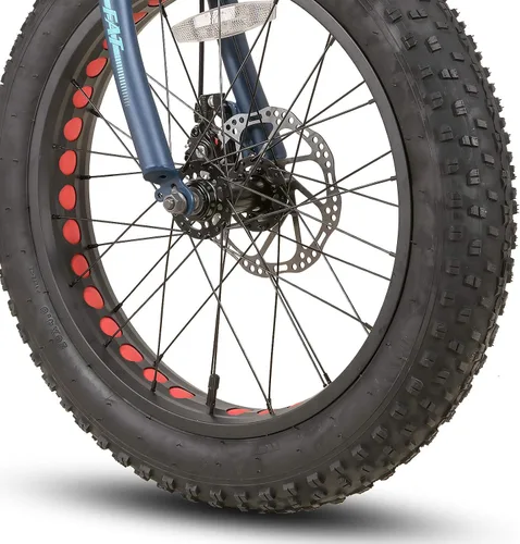 Miniatura 4 de Hiland - Bicicleta de montaña con neumáticos gruesos de 20 pulgadas para niños y niñas de 5 años en adelante, Shimano de 7 velocidades, freno de Azul