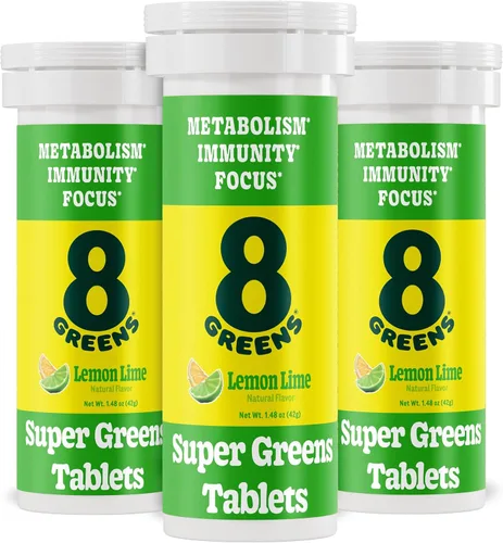8Greens - Tabletas efervescentes para el sistema inmune y la energía, elaboradas con 8 vegetales super potentes (3 tubos, 30 tabletas)