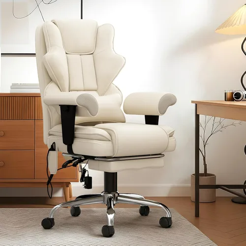 Miniatura 2 de Silla de Oficina de Masaje de 7 Puntos, Silla Gerencial Calefaccionada, Silla Ejecutiva Ergonómica con Reposapiés, Reposabrazos Ajustable, Silla