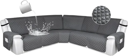 Miniatura 148 de HDCAXKJ Fundas de sofá seccional reclinable 100% impermeable, forma de L, funda de sofá reclinable lavable acolchada suave para mascotas, perro