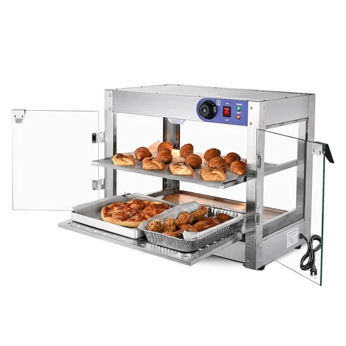 Miniatura 2 de calentador comercial de alimentos pizza, pretzel, empanada vitrina de almacenamiento (2 pisos)