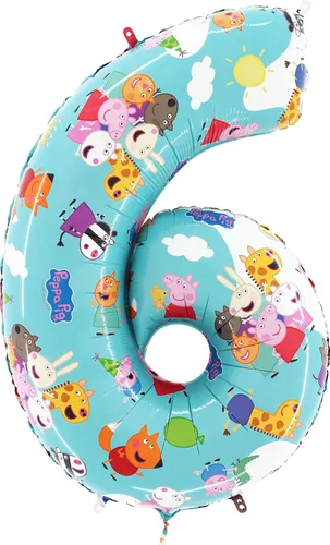 Miniatura 6 de Toyland® 66 cm (26") Peppa Pig, George y sus amigos Globo de papel de aluminio con número - Globos para fiesta de niños - Números del 1 al 6