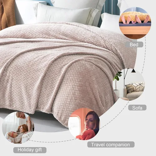 Miniatura 3 de Exclusivo Mezcla - Manta de forro polar para cama tamaño individual, 90 x 66 pulgadas; manta suave y acogedora de franela jacquard, ligera, mullida