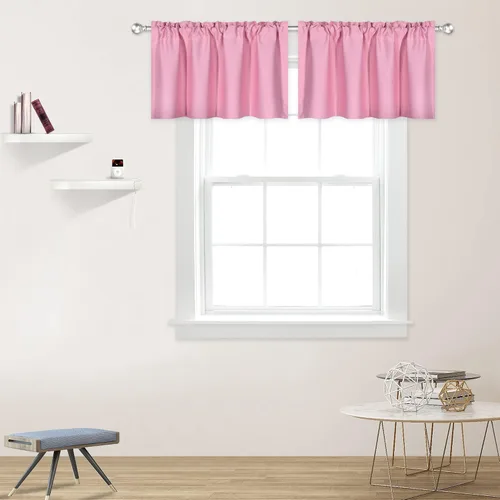 Miniatura 30 de DECOVSUN Cenefas Aqua para ventanas de cocina, con bolsillo para barra, opacas, con aislamiento térmico, 1 panel de 42 x 18 pulgadas