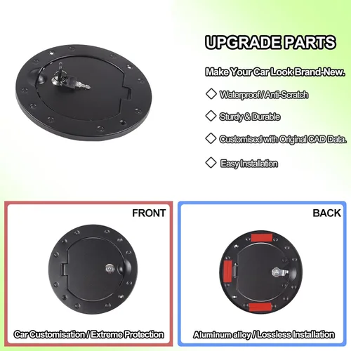 Miniatura 5 de Tapa de tanque de gasolina con bloqueo de puerta para Hummer H3 2005-2009, tapa de gasolina para puerta de llenado de combustible, cubierta de Negro