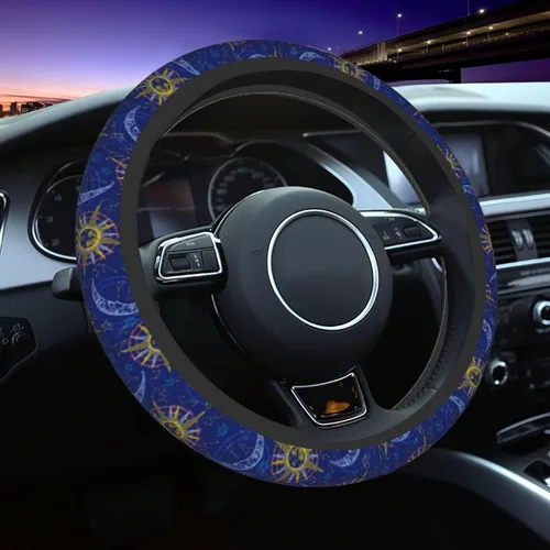 Miniatura 19 de Funda para volante MINIOZE de ojos malvados azules con luna mágica, accesorios para automóvil, linda para mujeres y niñas, universal de 15 pulgadas