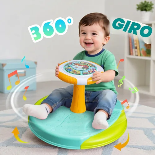 Miniatura 2 de VROGTIK Juguetes de dinosaurio para sentarse y girar para niños pequeños de 1 a 3 años, asiento giratorio de 360° con luces LED y música, regalo
