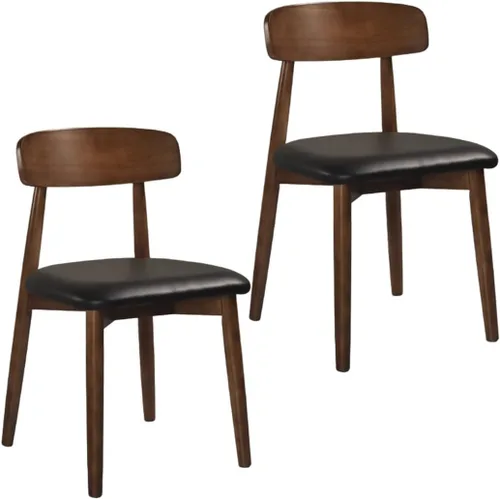 Miniatura 19 de YVYKFZD Solid Wood Dining Chairs, Armless Dining Room Chair Set, Leather Upholstered Kitchen Chairs, Comfy Side Chair with Curved Back, for