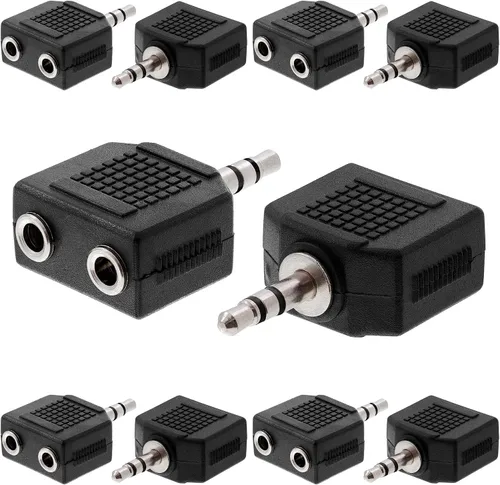 Miniatura 12 de Cmple - [Paquete de 10] Adaptador de audio para avión dual de 0.138 in macho a 0.138 in hembra, adaptador de audio estéreo para auriculares de vuelo