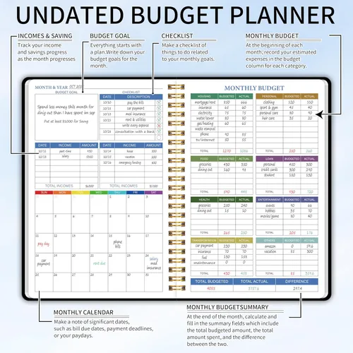 Miniatura 2 de Planificador de presupuesto - Calendario vertical de 12 meses de enero de 2026 a diciembre de 2026, 10 x 15 pulgadas, calendario colgante moderno