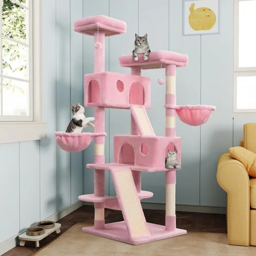 Miniatura 14 de MUTICOR Torre para Gatos Grande de Múltiples Niveles de 66 Pulgadas para Felinos Grandes de Interior/Perchas de Felpa Acogedoras/Condominio/Postes