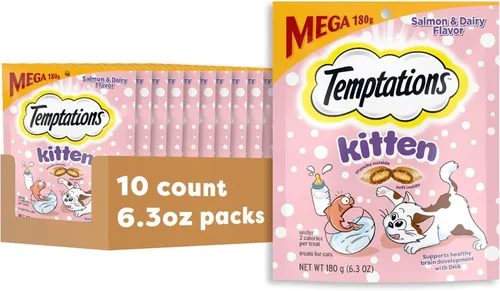 Miniatura 12 de Temptations Kitten Treats - Golosinas clásicas crujientes y suaves para gatos, sabor a pollo y lácteos, bolsa de 6.3 onzas (paquete de 10)
