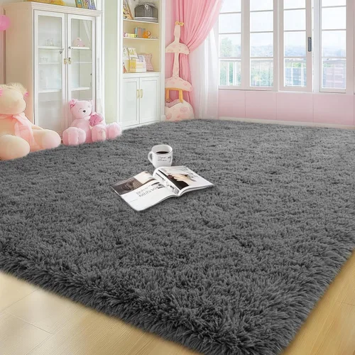 Miniatura 40 de qulint Alfombras de área de 5 x 7 pies para sala de estar, alfombra suave y esponjosa para dormitorio, alfombra de habitación de niños grandes, Gris
