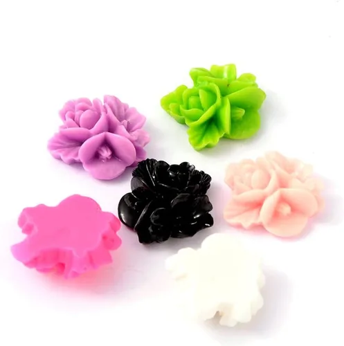 Miniatura 17 de Craftdady Cuentas de flores de resina, 72 piezas de cabujones de flores kawaii con parte trasera plana, 2 estilos, sin agujero, cuentas de rosas