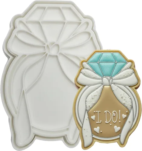 Miniatura 18 de Juego de 11 cortadores de galletas de amor con sello 3D de ácido poliláctico (PLA) para cocina, pastel, vestido de boda, formas de anillo de amor