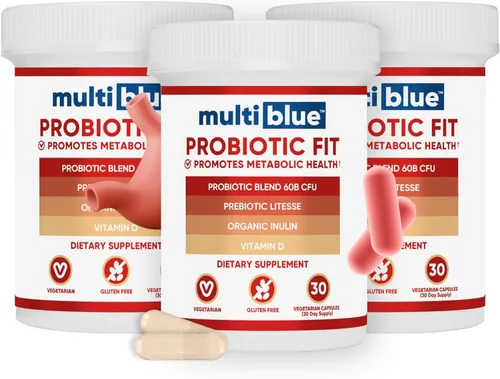 Miniatura 9 de MultiBlue Ajuste probiótico: apoya el GLP-1 natural y el control del apetito para mujeres y hombres, bifidobacterium B-420, salud digestiva e