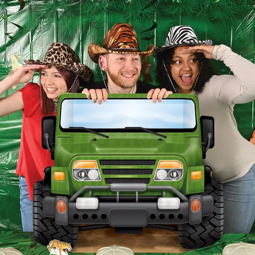 Miniatura 2 de Beistle Jungle Safari Jeep Photo Prop - Telón de fondo para fiesta de cumpleaños, multicolor