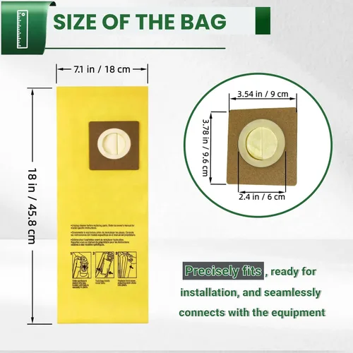 Miniatura 4 de Paquete de 12 bolsas de repuesto para aspiradora Hoover HushTone Commercial CU2 CH54113, CH54115 Series Filtración de doble capa y diseño a prueba
