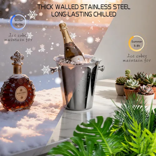 Miniatura 2 de Cubo de hielo con soporte de acero inoxidable para Navidad, cubo de hielo, cubo de vino en rejilla, cubo de hielo dorado champán para vino, cerveza