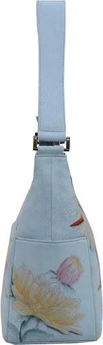 Miniatura 4 de Anuschka Bolso de mano de cuero genuino para mujer Hobo clásico con bolsillo lateral