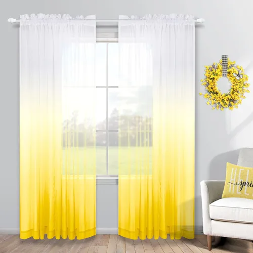 Miniatura 27 de KOUFALL Cortinas de ventana de baño para ducha, juego de 2 paneles de cortinas cortas transparentes en blanco y negro para cocina, dormitorio