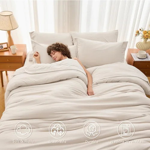 Miniatura 2 de MUXHOMO Juego de edredón de 5 piezas Twin XL, cama suave en una bolsa tamaño Twin XL, juego de ropa de cama para todas las estaciones con edredón