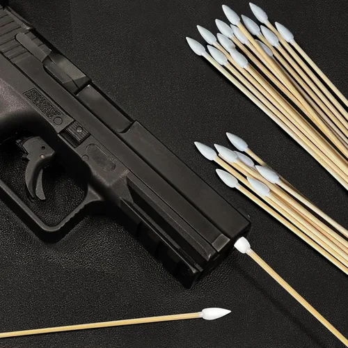 Miniatura 4 de Guyuyii Suministros de limpieza de pistolas con caja de almacenamiento Parches de limpieza de pistola sin pelusa de 2 pulgadas e hisopos