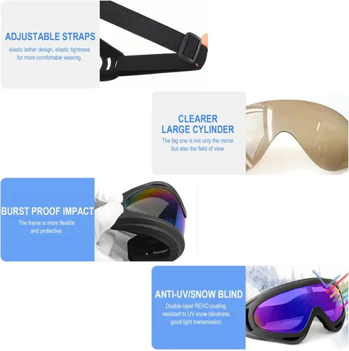 Miniatura 6 de 10 Packs Motorcycle Accessories, 5PCS Dirt Bike Ski Goggles Dustproof Windproof Safety Glasses and 5PCS Face Masks