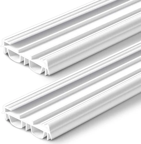 Miniatura 16 de Pushglossy 1 pieza de 36" de barrido de puerta de doble burbuja con muesca de 1-3/4" de ancho, sello de burlete de vinilo para puertas exteriores